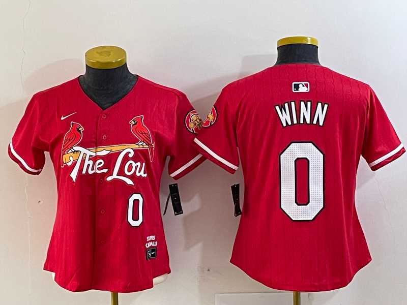 Womens St Louis Cardinals #0 Masyn Winn Red 2024 City Connect Limited Stitched Baseball Jersey
